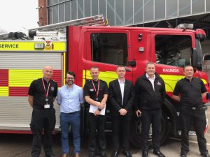 Howdens meet with members of Northamptonshire Fire and Rescue Service to discuss on-call recruitment