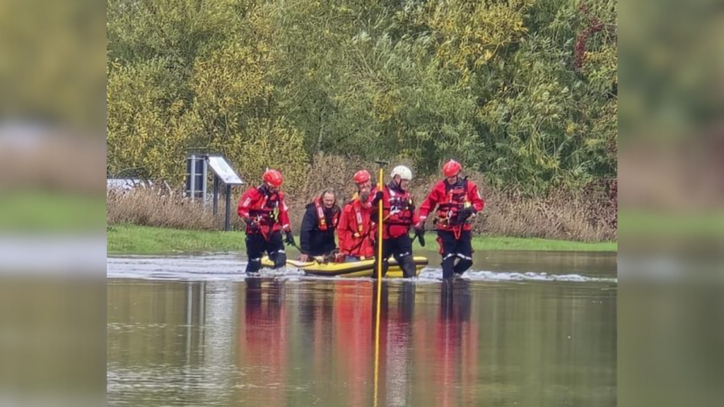 Fire Service assist people and dogs during boat rescue