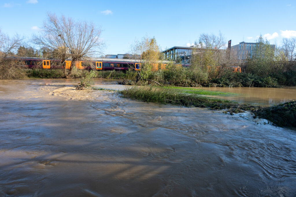 flooded area near train station